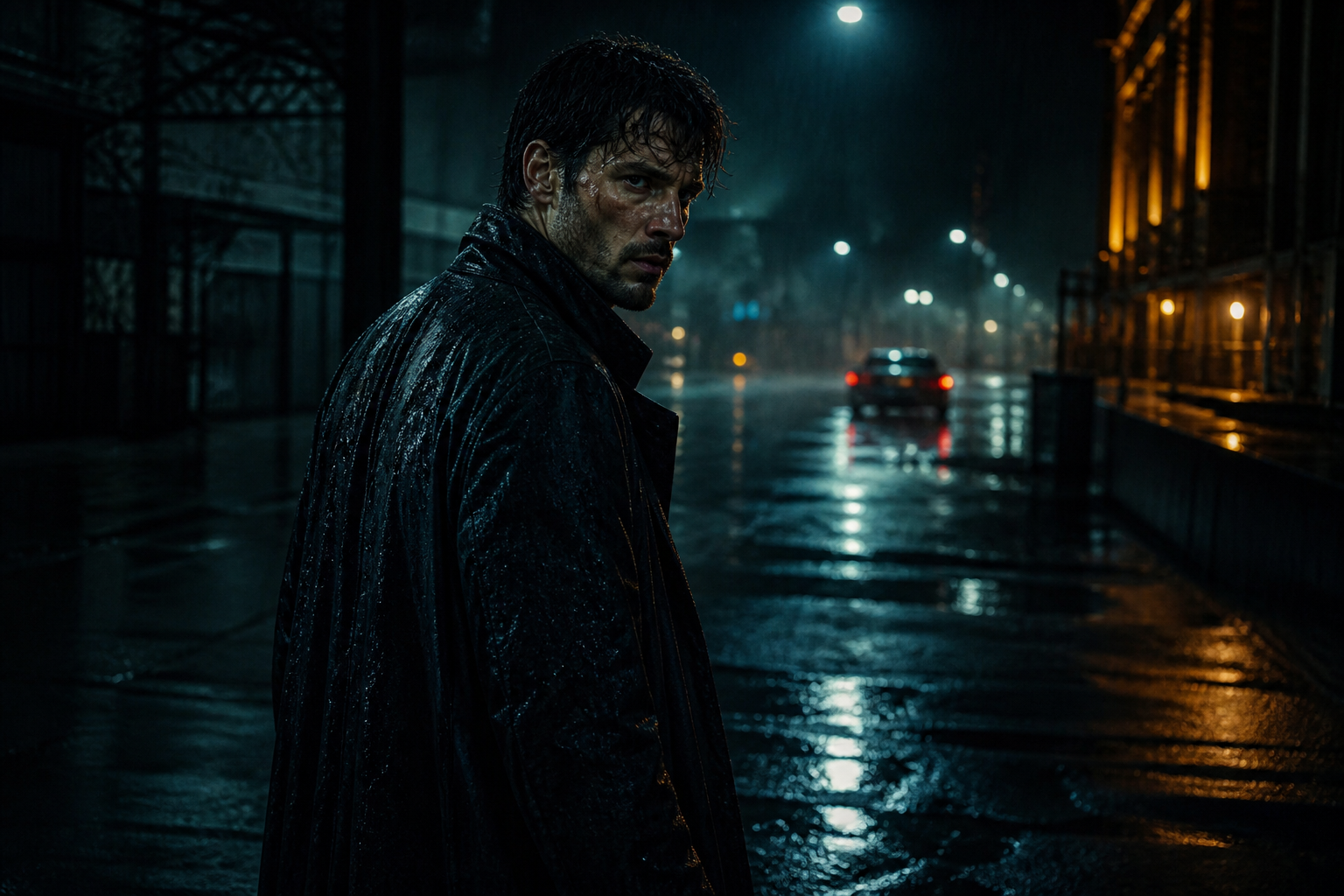 Cena cinematográfica original de ação e drama urbano