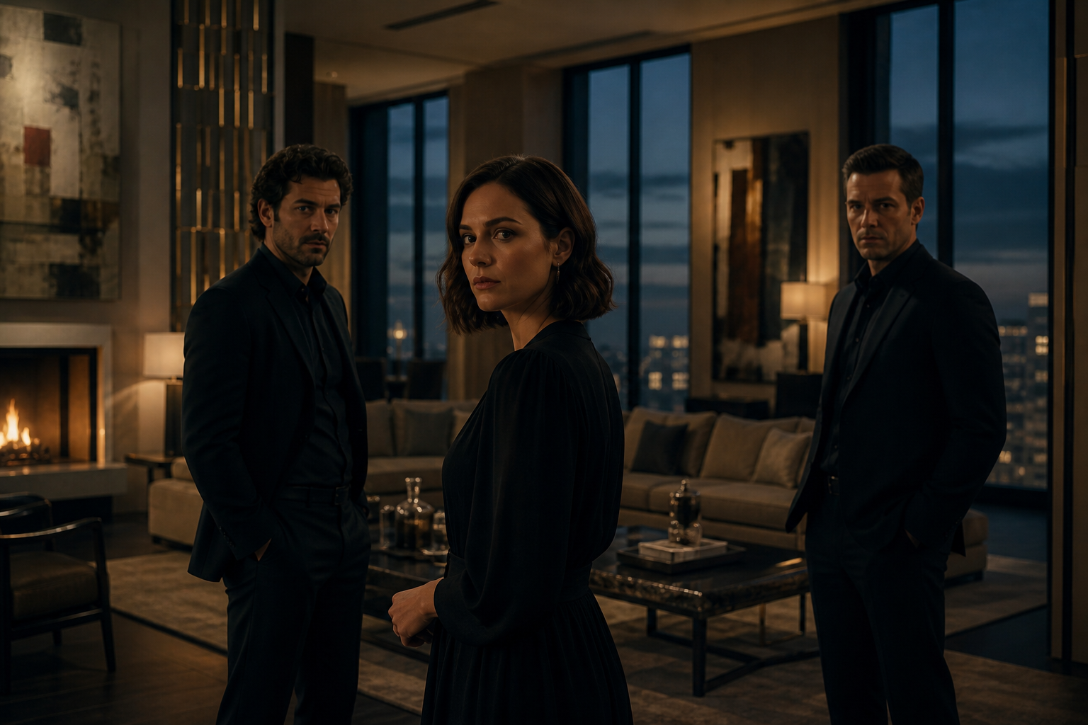 Atmosfera dramática de série em ambiente sofisticado